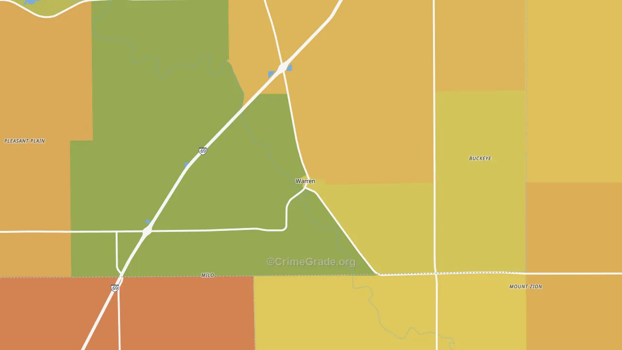 Warren, IN Map of Vandalism Rates