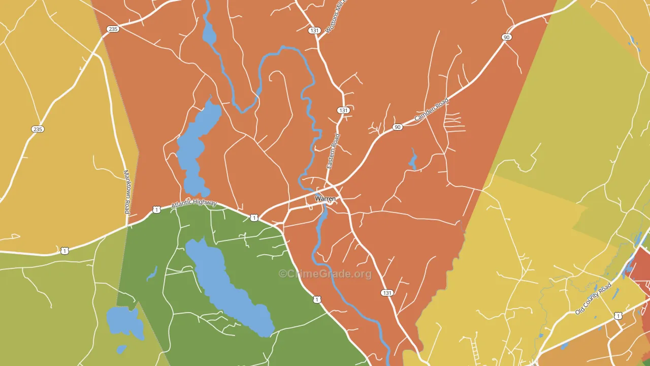 Warren, ME Map of Vandalism Rates