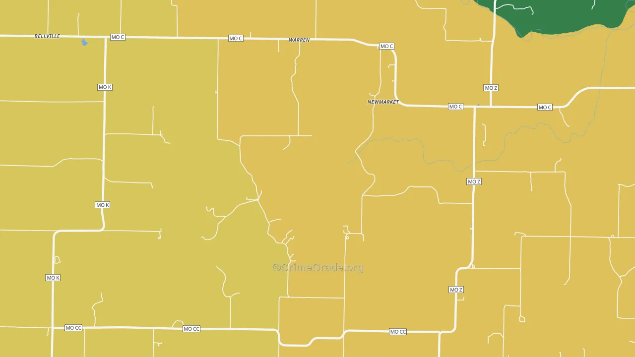Warren, MO Map of Vandalism Rates