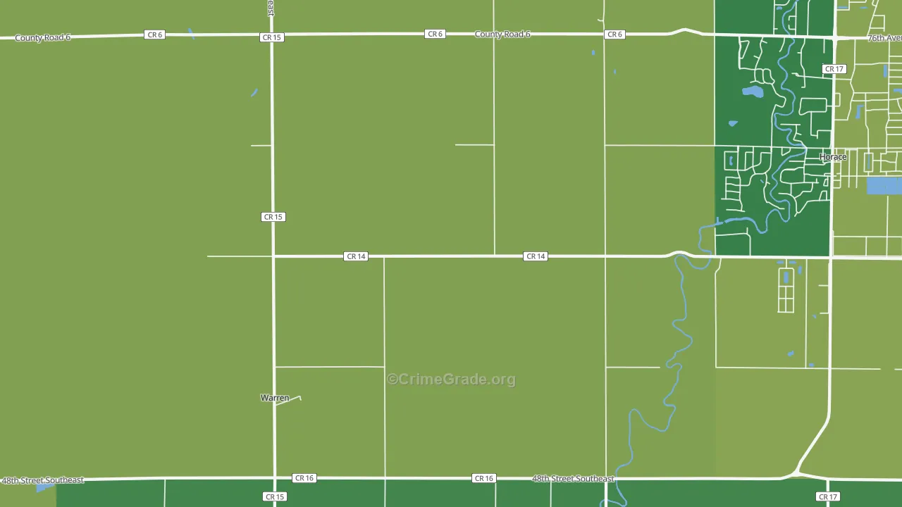 Warren, ND Map of Vandalism Rates