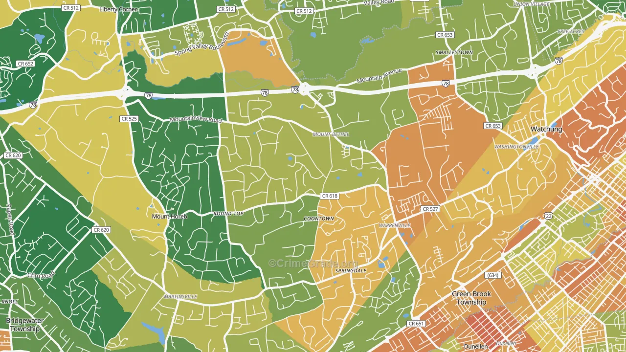 Warren, NJ Map of Vandalism Rates