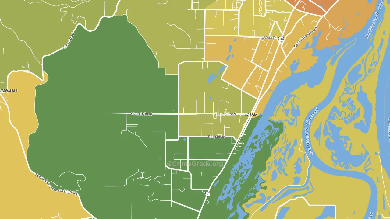 Warren, OR Map of Vandalism Rates