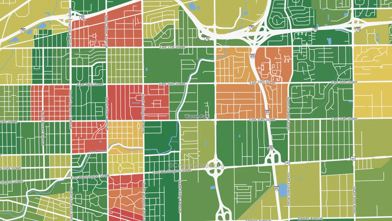 Warren Park, IN Map of Vandalism Rates