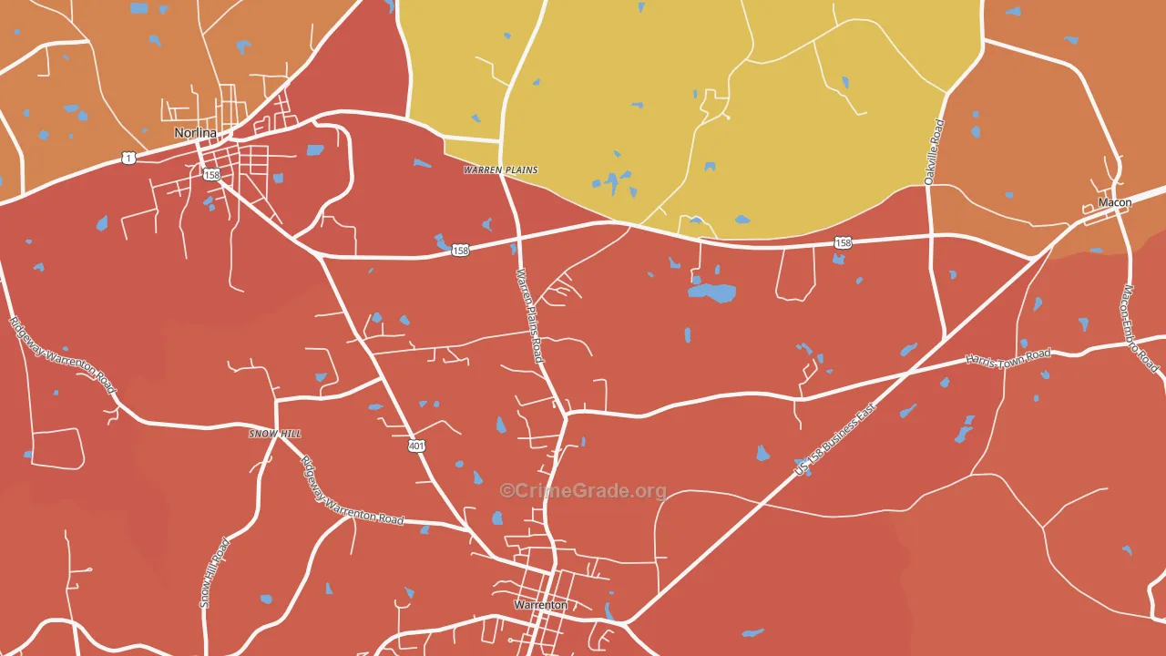 Warren Plains, NC Map of Vandalism Rates