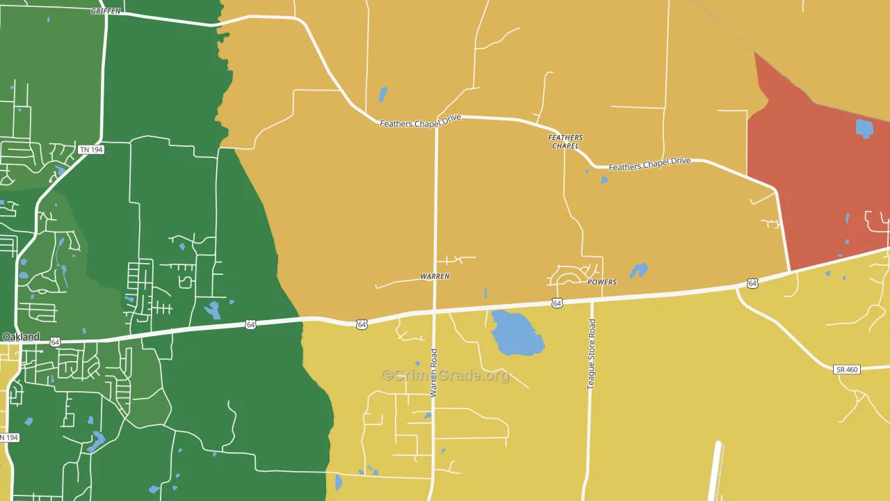 Warren, TN Map of Vandalism Rates
