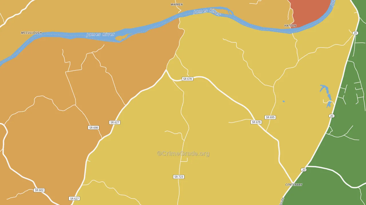 Warren, VA Map of Vandalism Rates