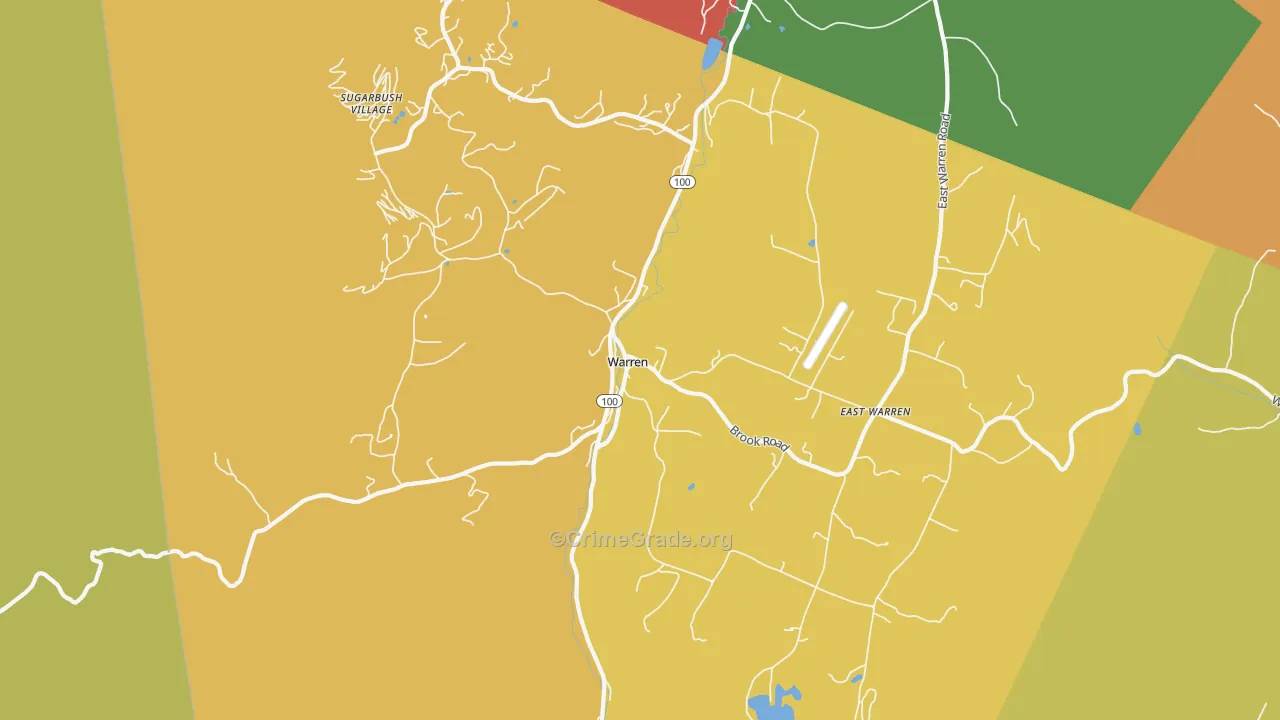 Warren, VT Map of Vandalism Rates