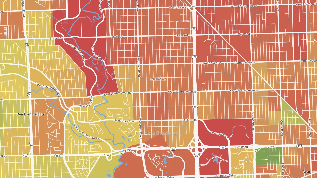 Warrendale, Detroit, MI Map of Vandalism Rates
