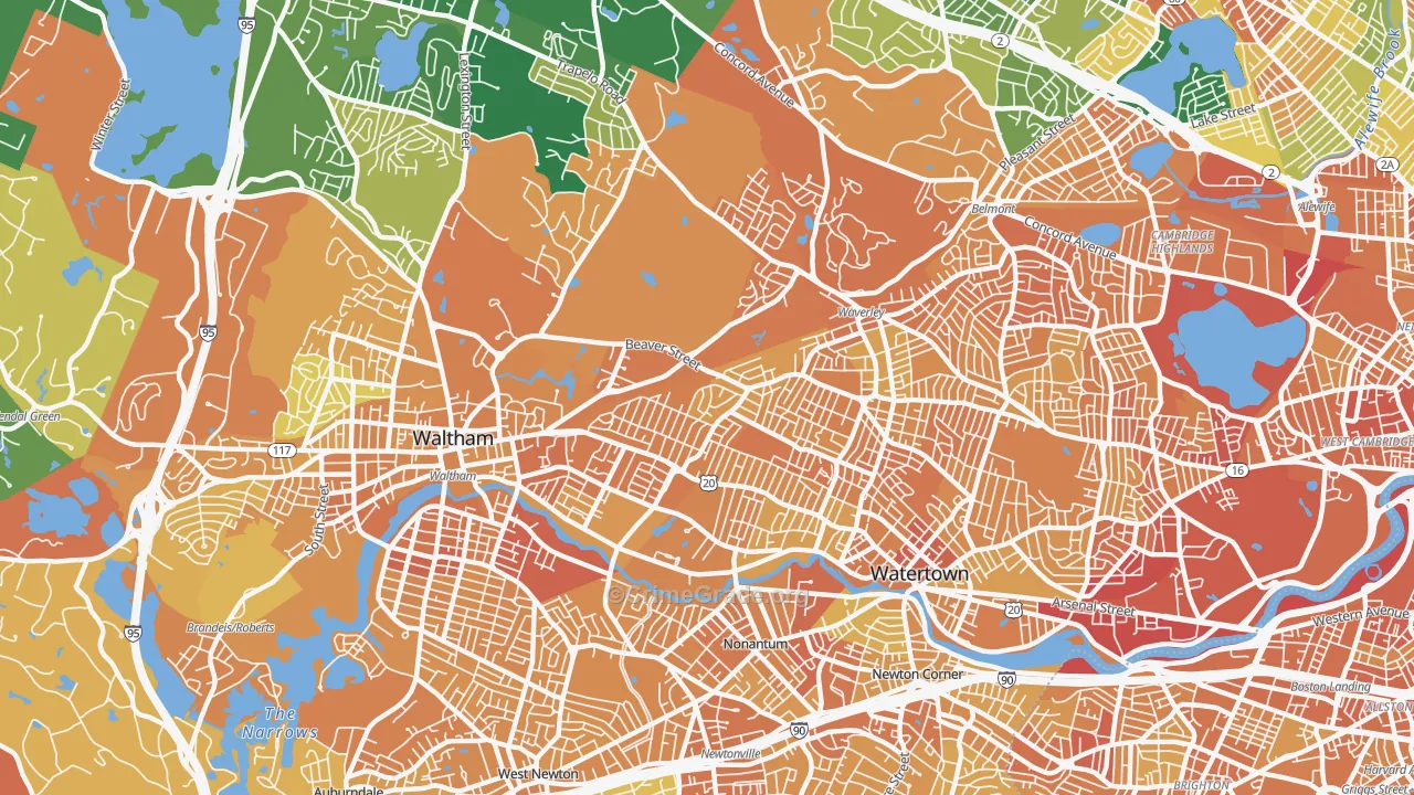 Warrendale, Waltham, MA Map of Vandalism Rates
