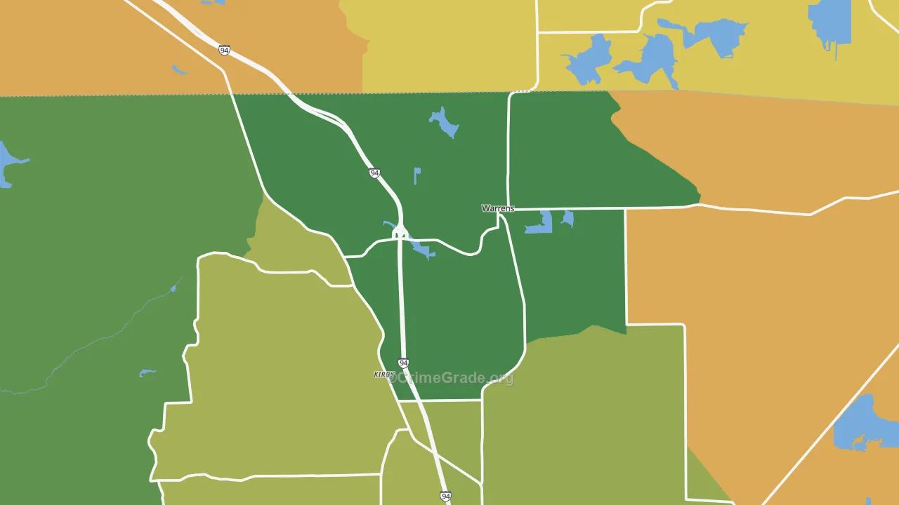 Warrens, WI Map of Vandalism Rates