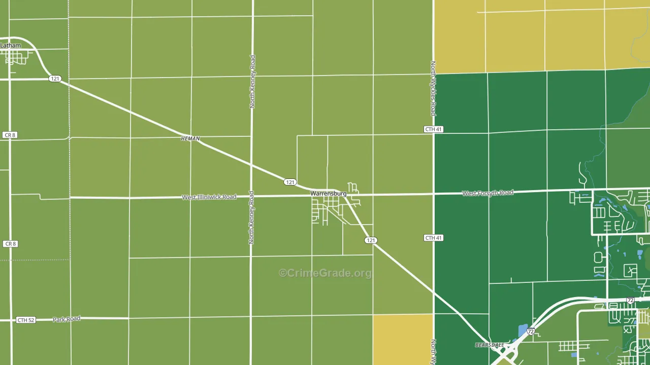Warrensburg, IL Map of Vandalism Rates