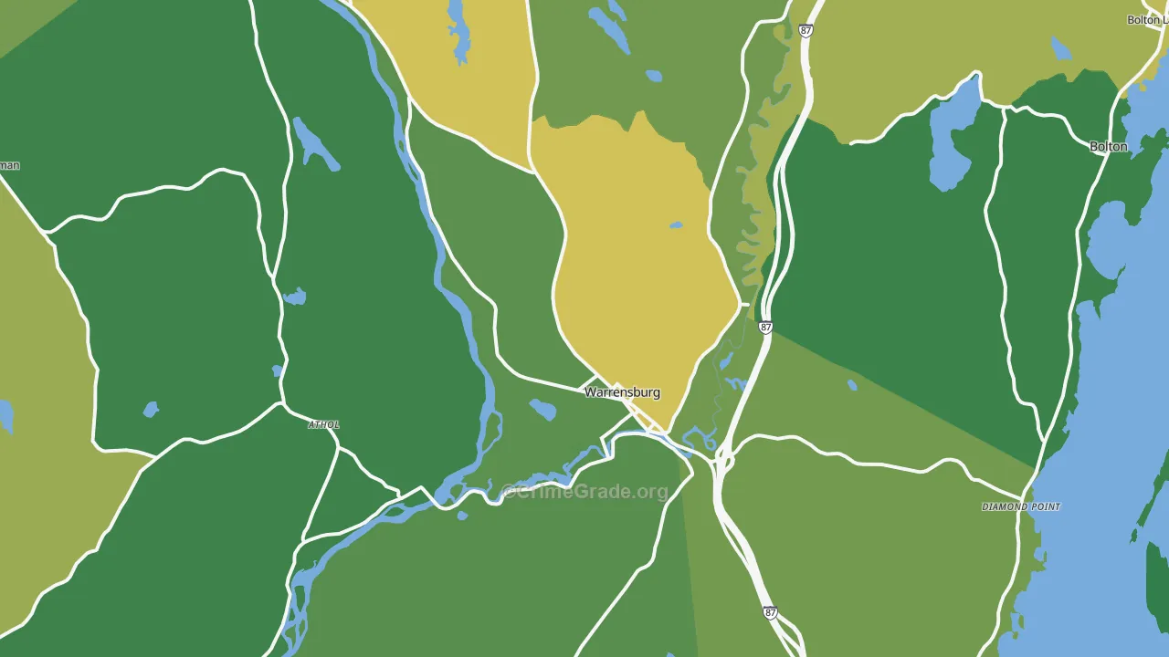 Warrensburg, NY Map of Vandalism Rates