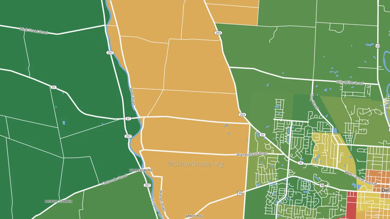 Warrensburg, OH Map of Vandalism Rates