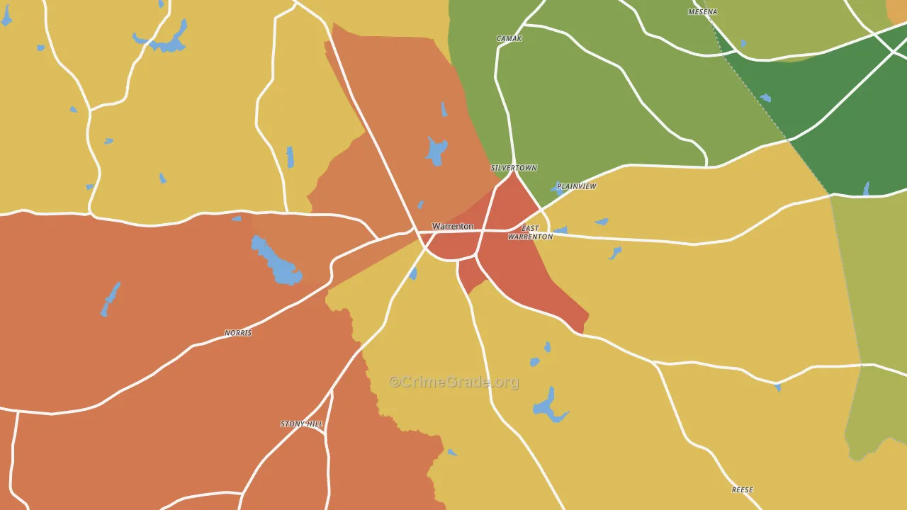 Warrenton, GA Map of Vandalism Rates