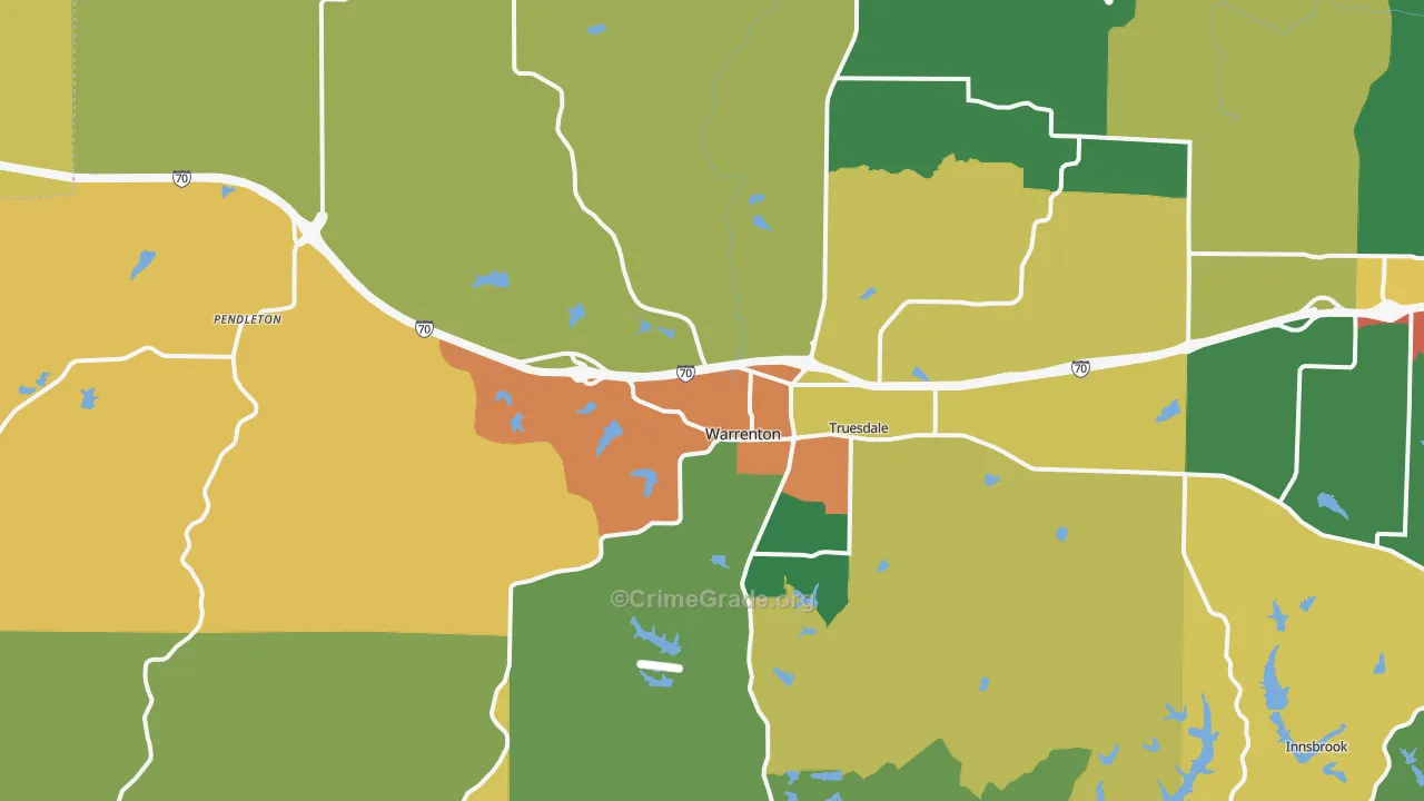 Warrenton, MO Map of Vandalism Rates