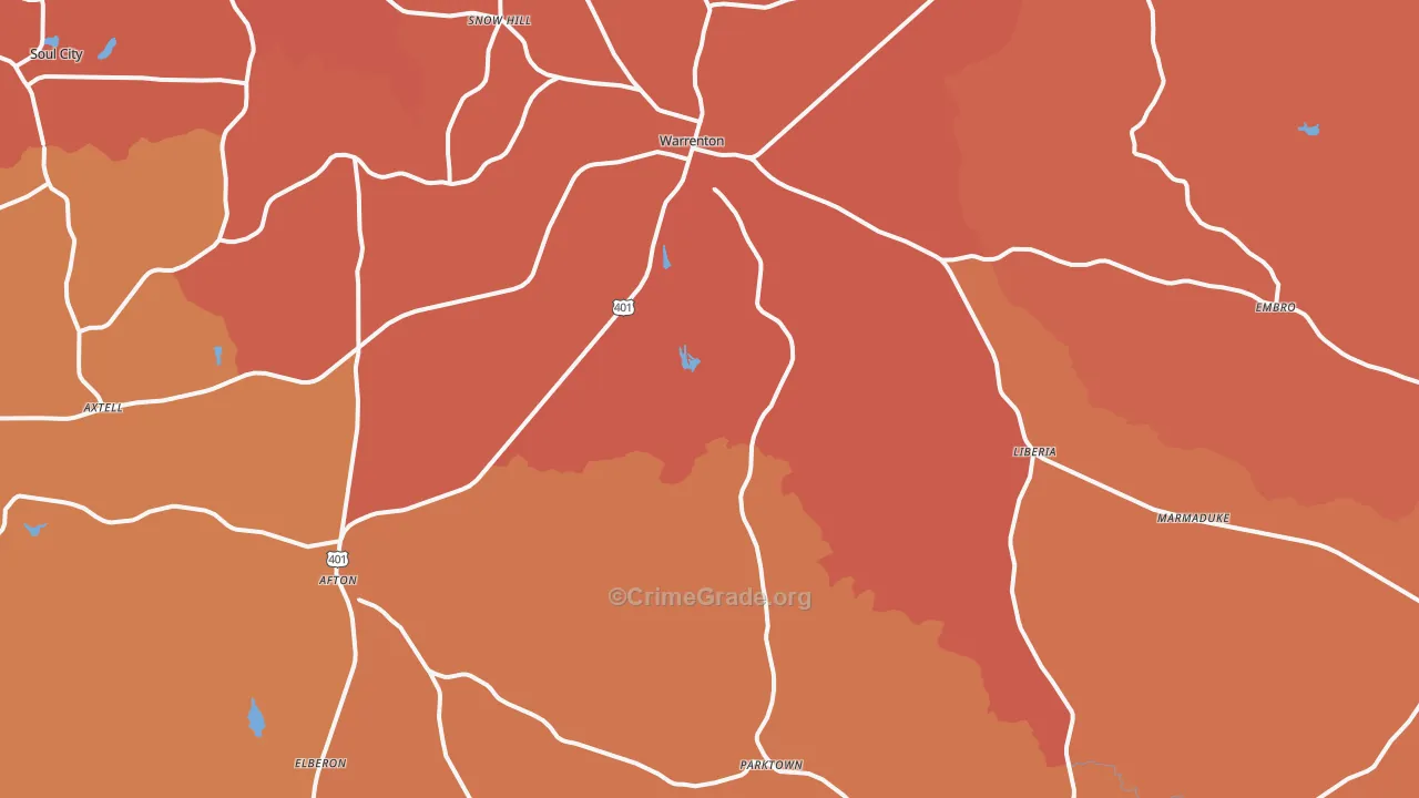 Warrenton, NC Map of Vandalism Rates