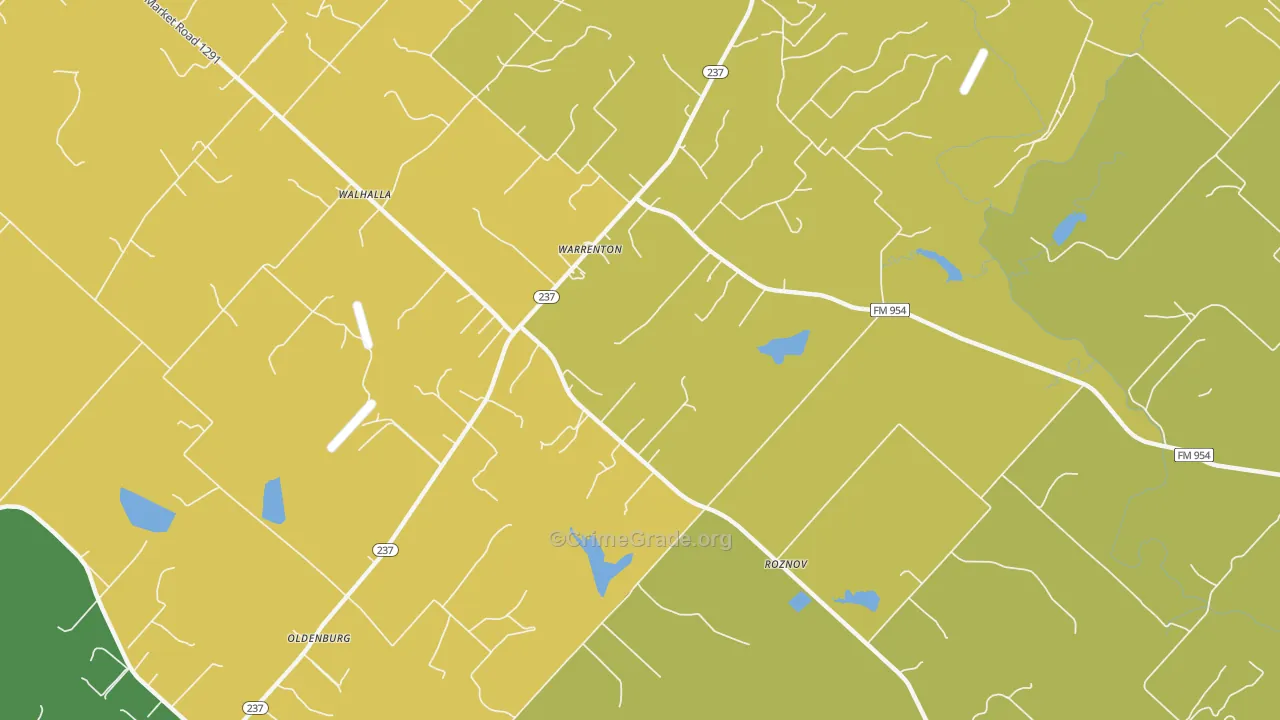 Warrenton, TX Map of Vandalism Rates