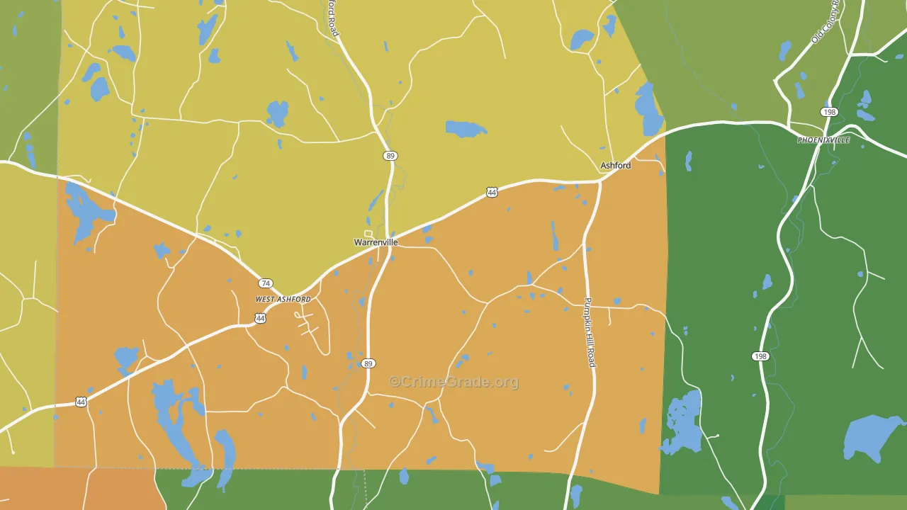 Warrenville, CT Map of Vandalism Rates