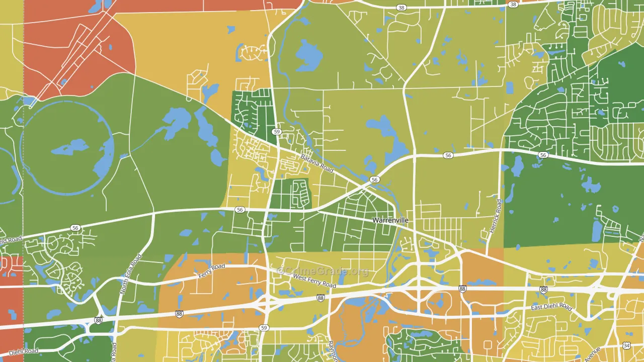 Warrenville, IL Map of Vandalism Rates