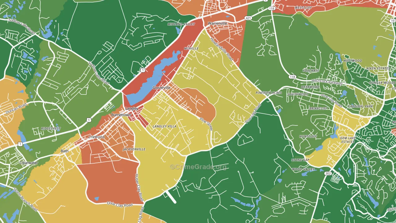 Warrenville, SC Map of Vandalism Rates