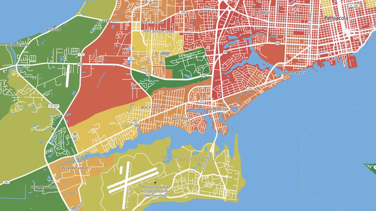 Warrington, FL Map of Vandalism Rates