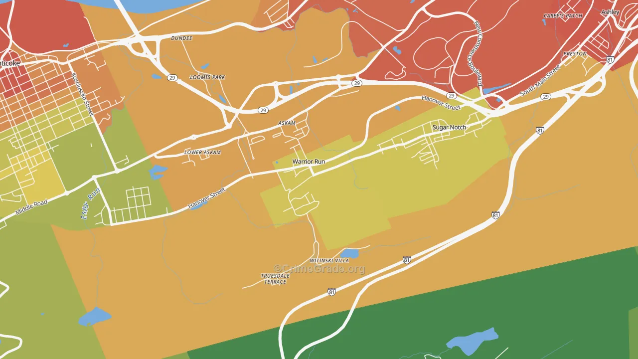 Warrior Run, PA Map of Vandalism Rates