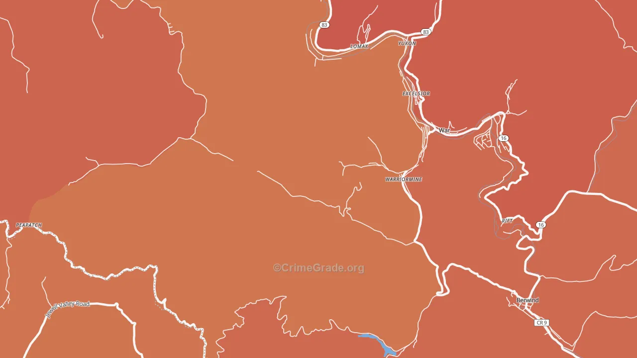 Warriormine, WV Map of Vandalism Rates