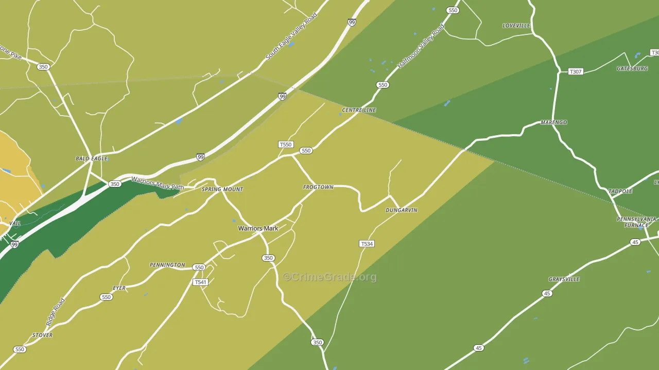 Warriors Mark, PA Map of Vandalism Rates