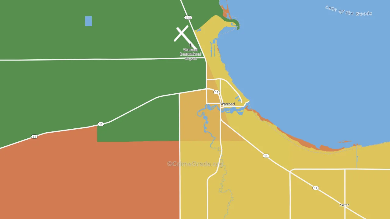 Warroad, MN Map of Vandalism Rates