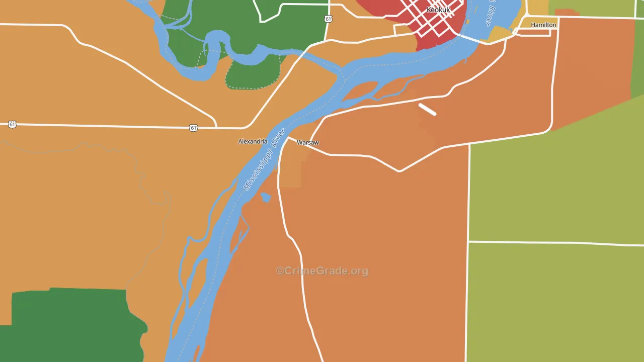 Warsaw, IL Map of Vandalism Rates