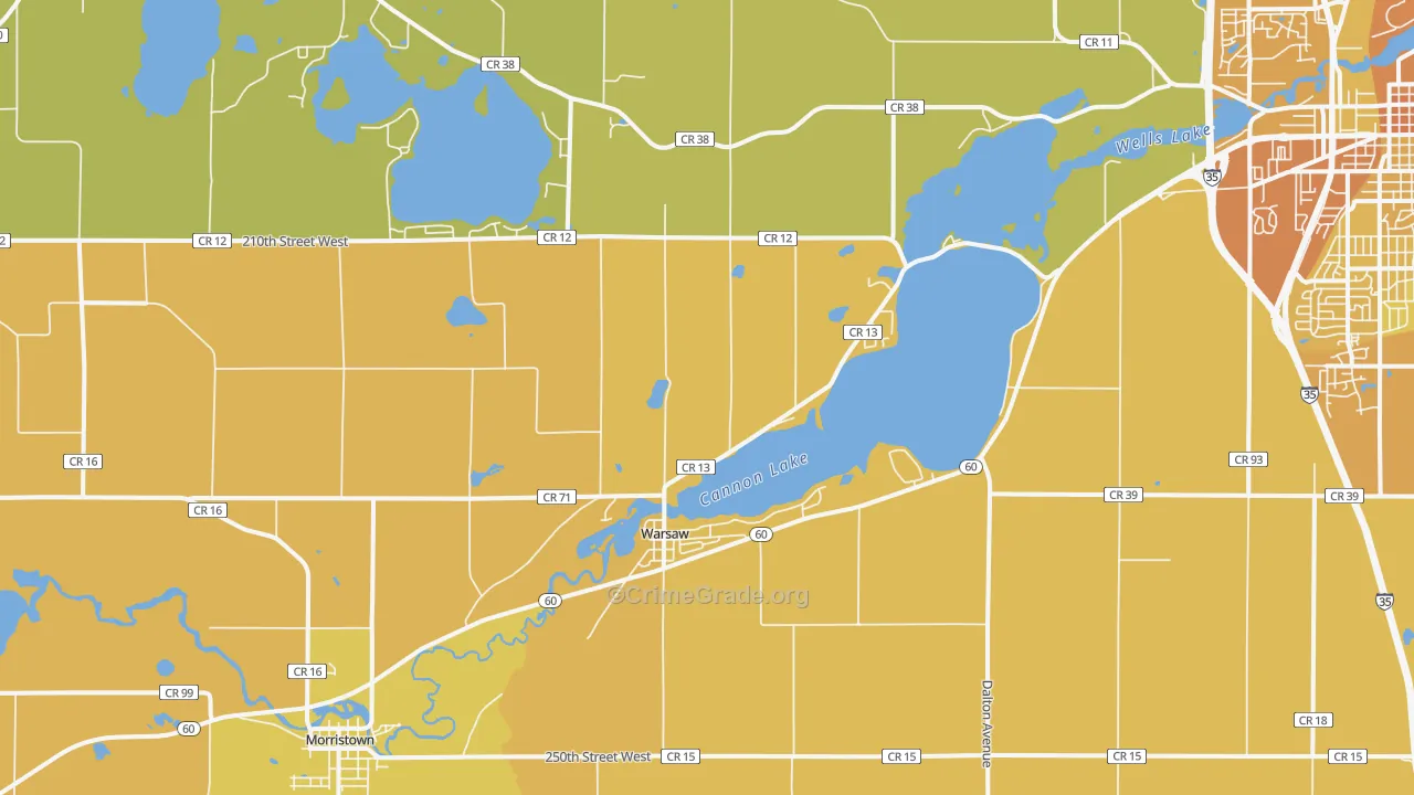 Warsaw, MN Map of Vandalism Rates
