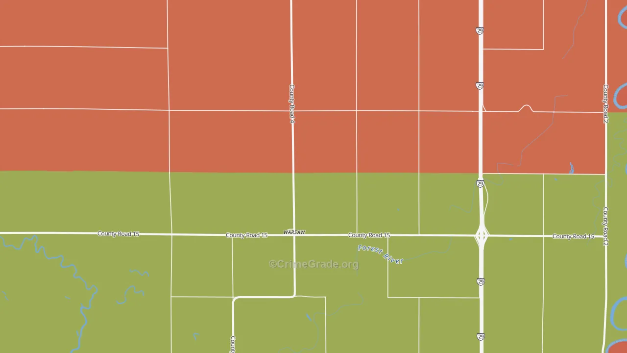 Warsaw, ND Map of Vandalism Rates