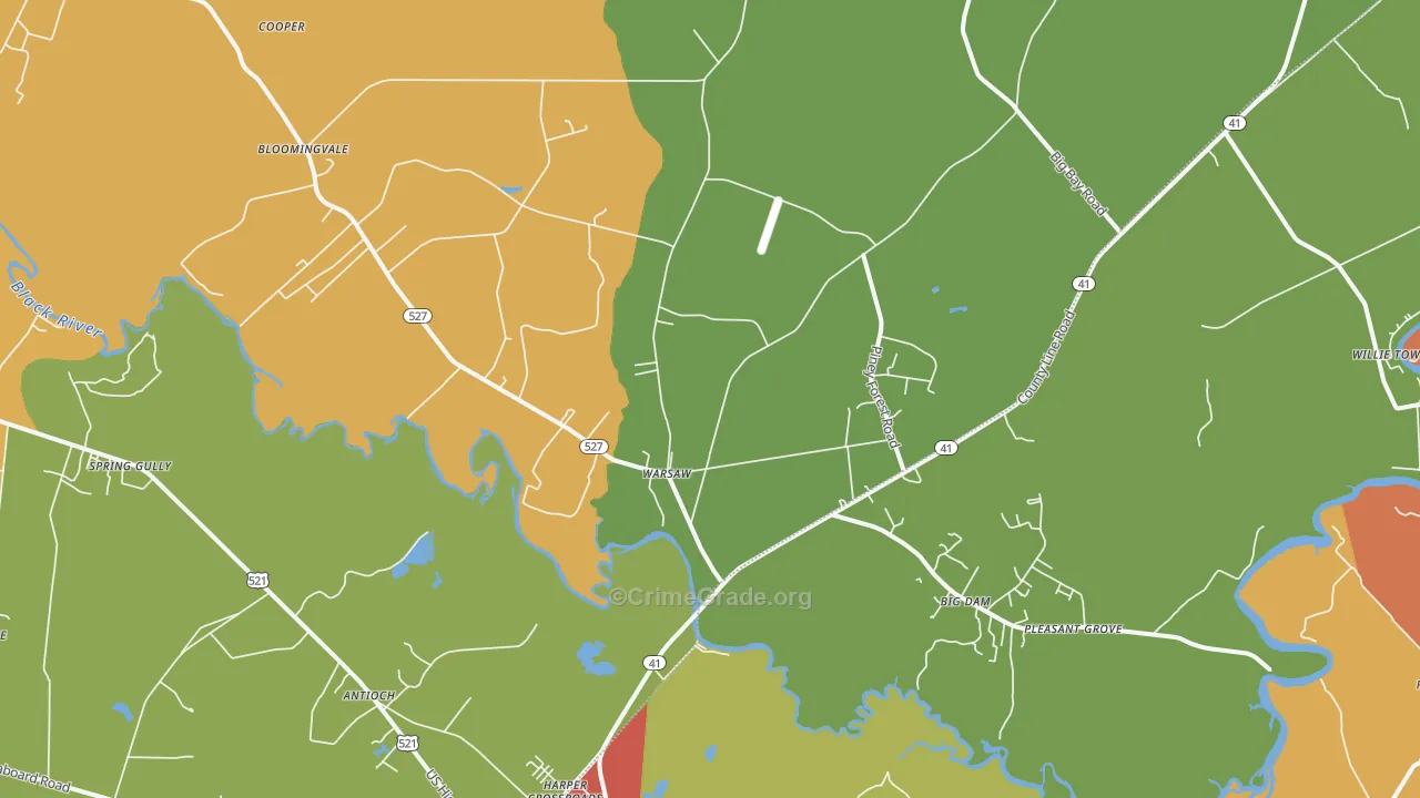 Warsaw, SC Map of Vandalism Rates