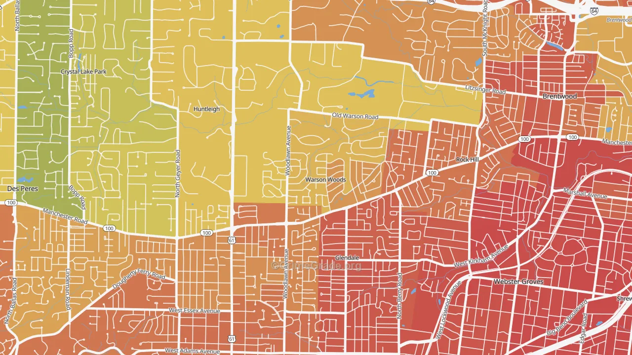 Warson Woods, MO Map of Vandalism Rates