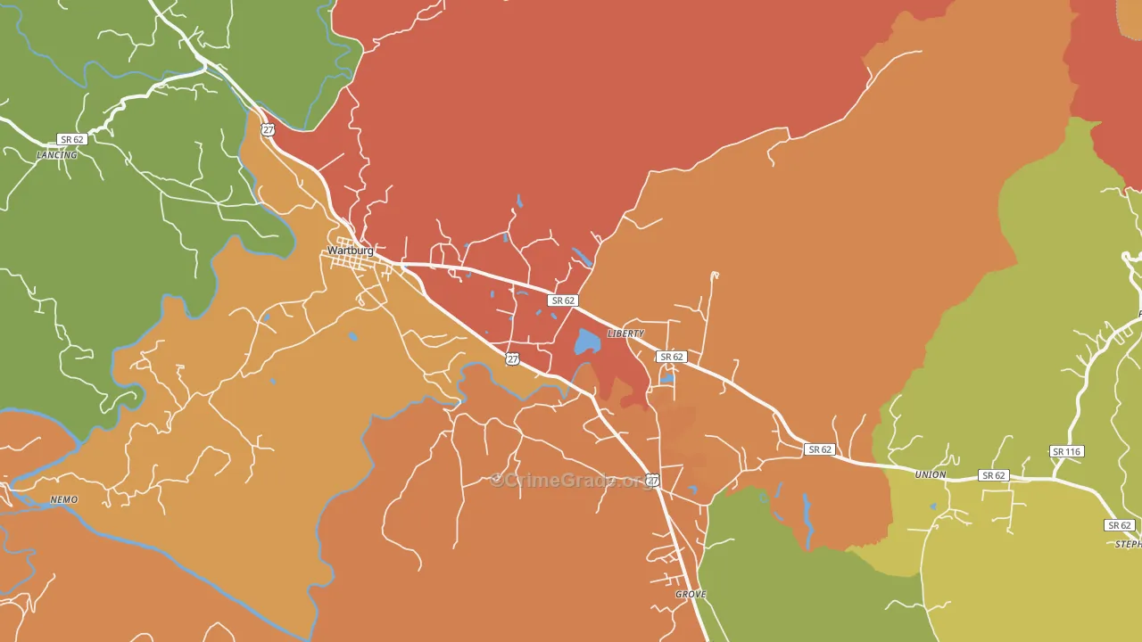 Wartburg, TN Map of Vandalism Rates