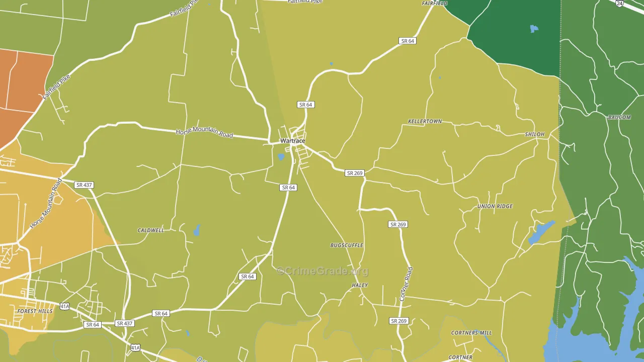 Wartrace, TN Map of Vandalism Rates