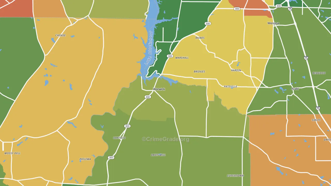 Warwick, GA Map of Vandalism Rates