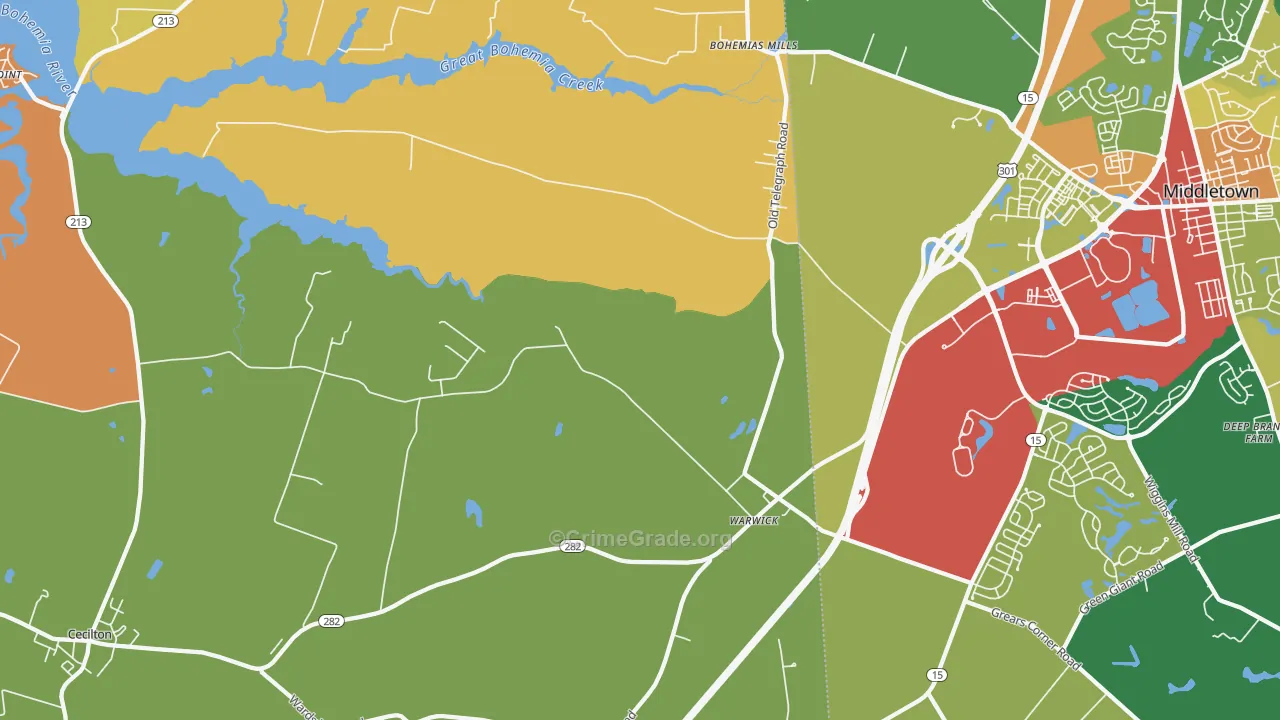 Warwick, MD Map of Vandalism Rates