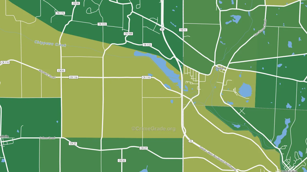Warwick, OH Map of Vandalism Rates