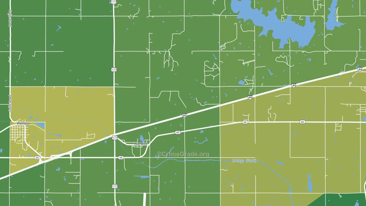 Warwick, OK Map of Vandalism Rates