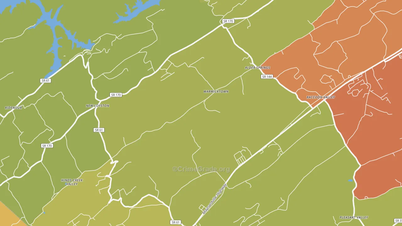 Warwicktown, TN Map of Vandalism Rates