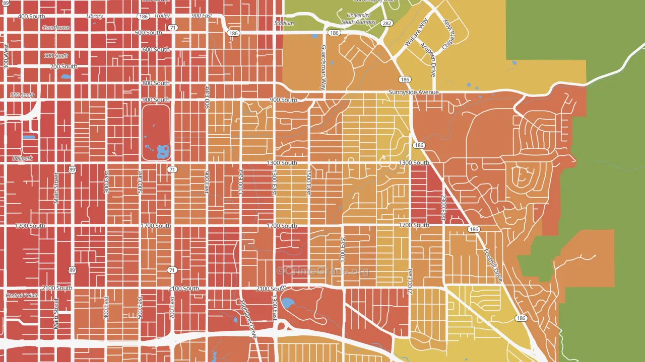 Wasatch Hollow, Salt Lake City, UT Map of Vandalism Rates