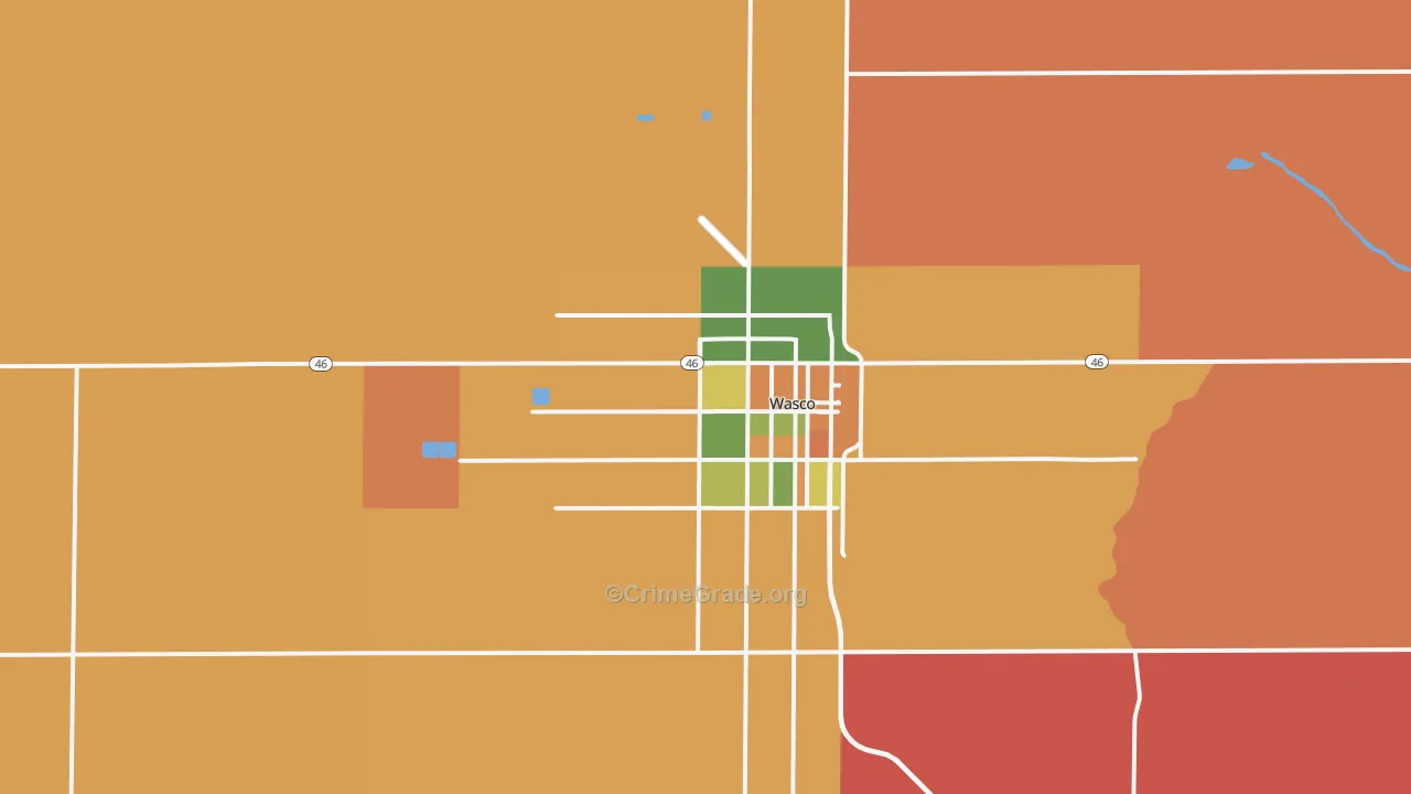 Wasco, CA Map of Vandalism Rates