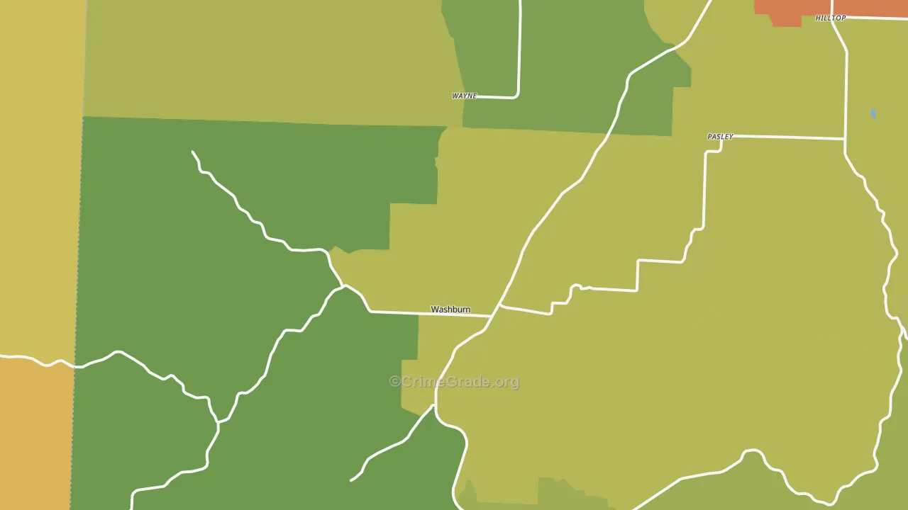 Washburn, MO Map of Vandalism Rates