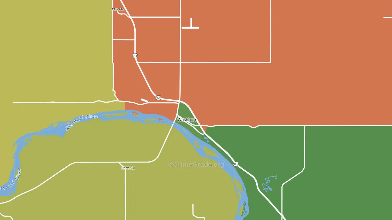 Washburn, ND Map of Vandalism Rates