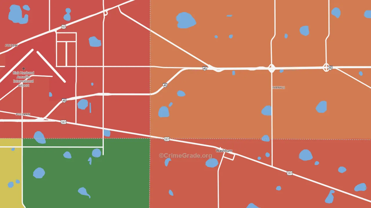 Washburn, TX Map of Vandalism Rates