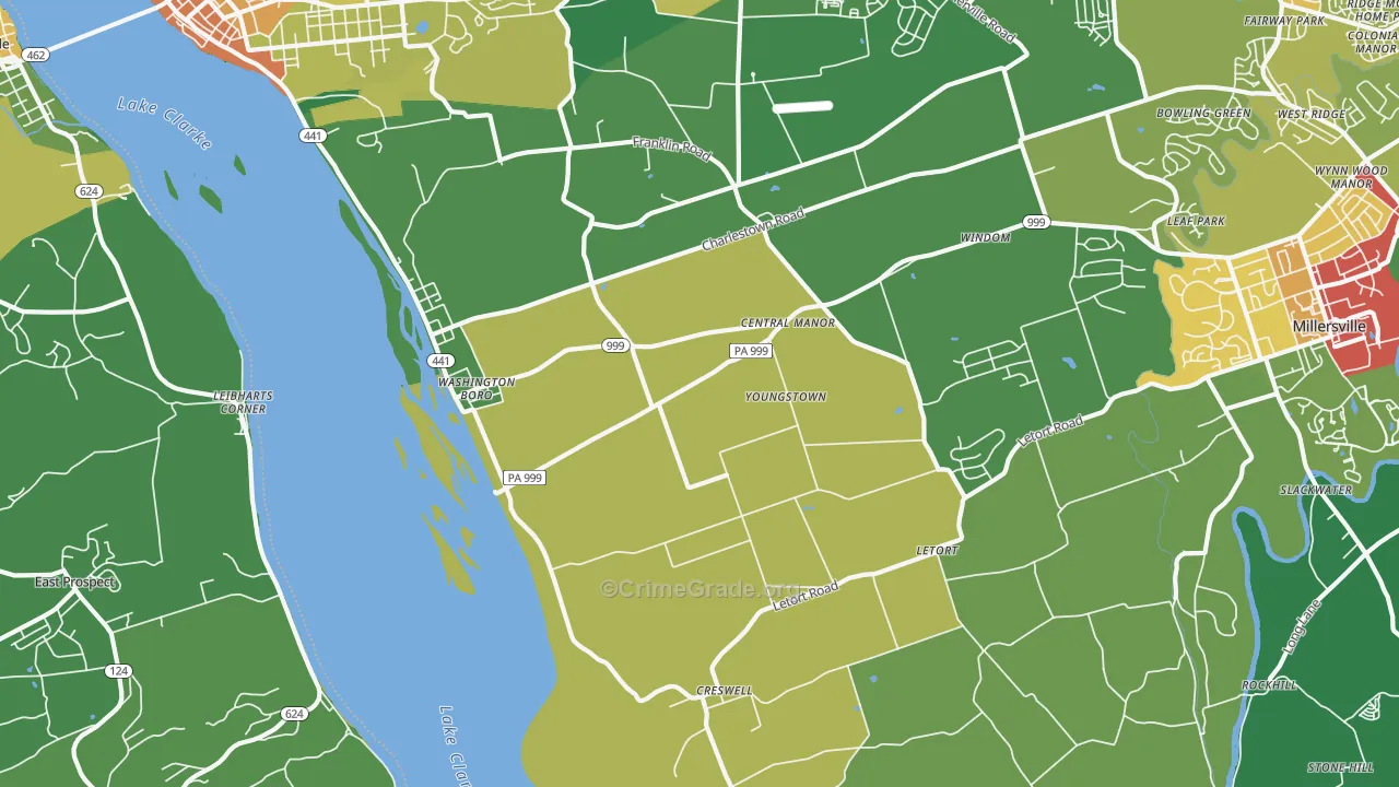 Washington Boro, PA Map of Vandalism Rates