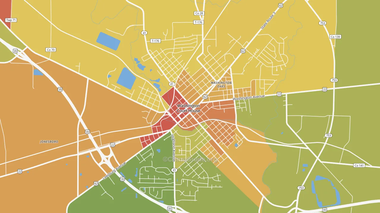 Washington Court House Historic District, Washington Court H Map of Vandalism Rates