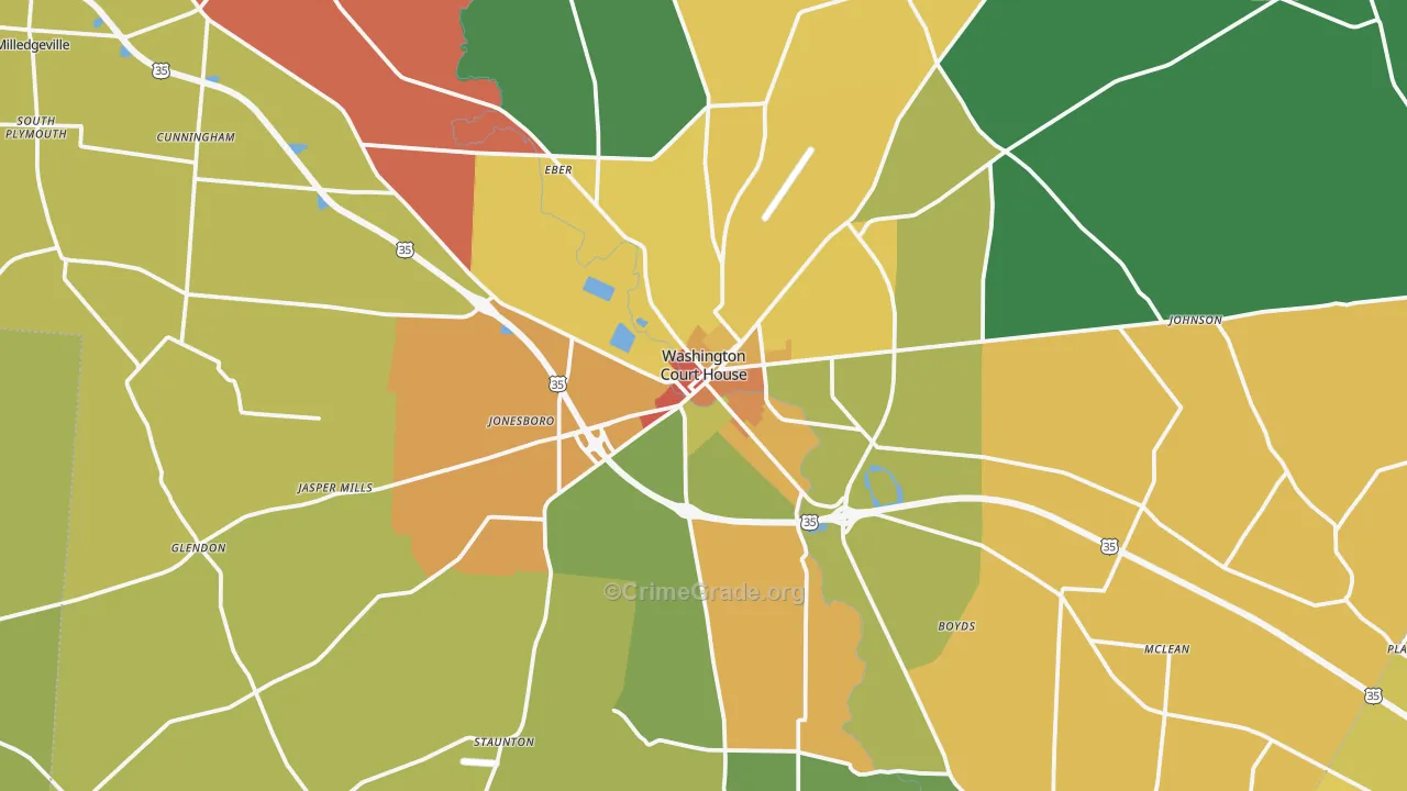 Washington Court House, OH Map of Vandalism Rates