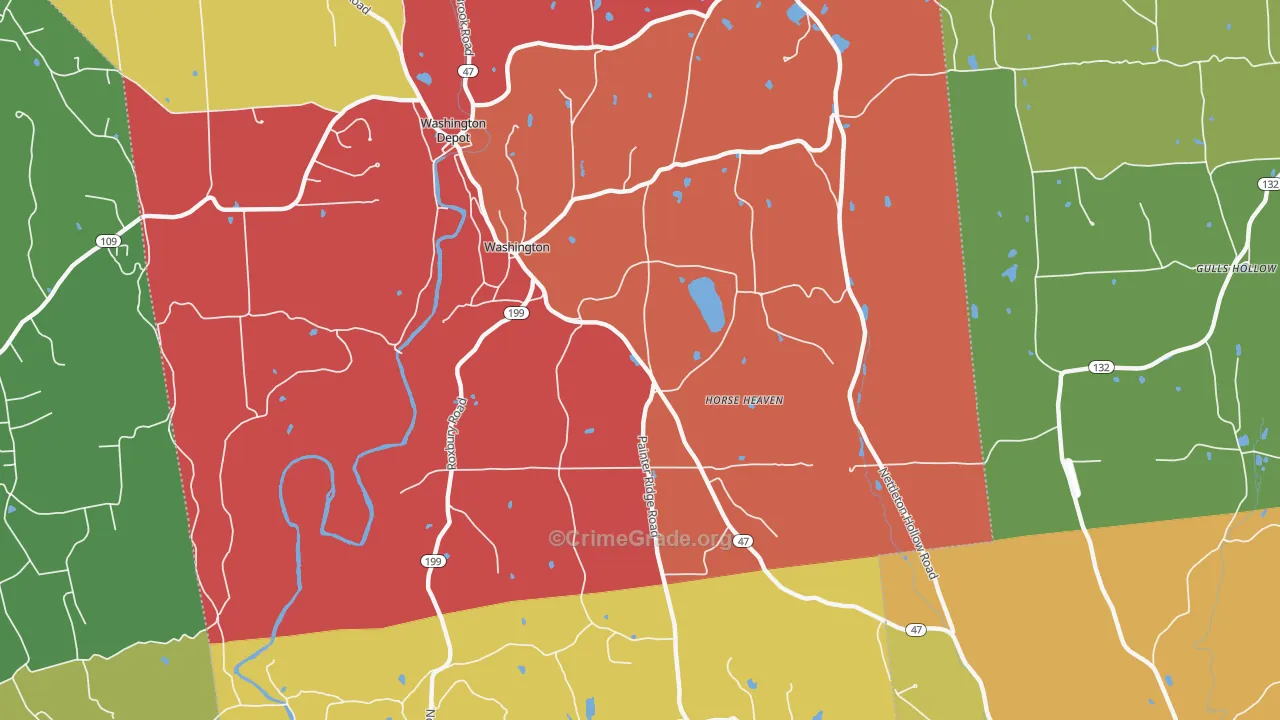 Washington, CT Map of Vandalism Rates